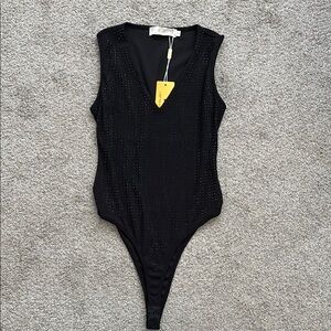 Black Rhinestone Bodysuit